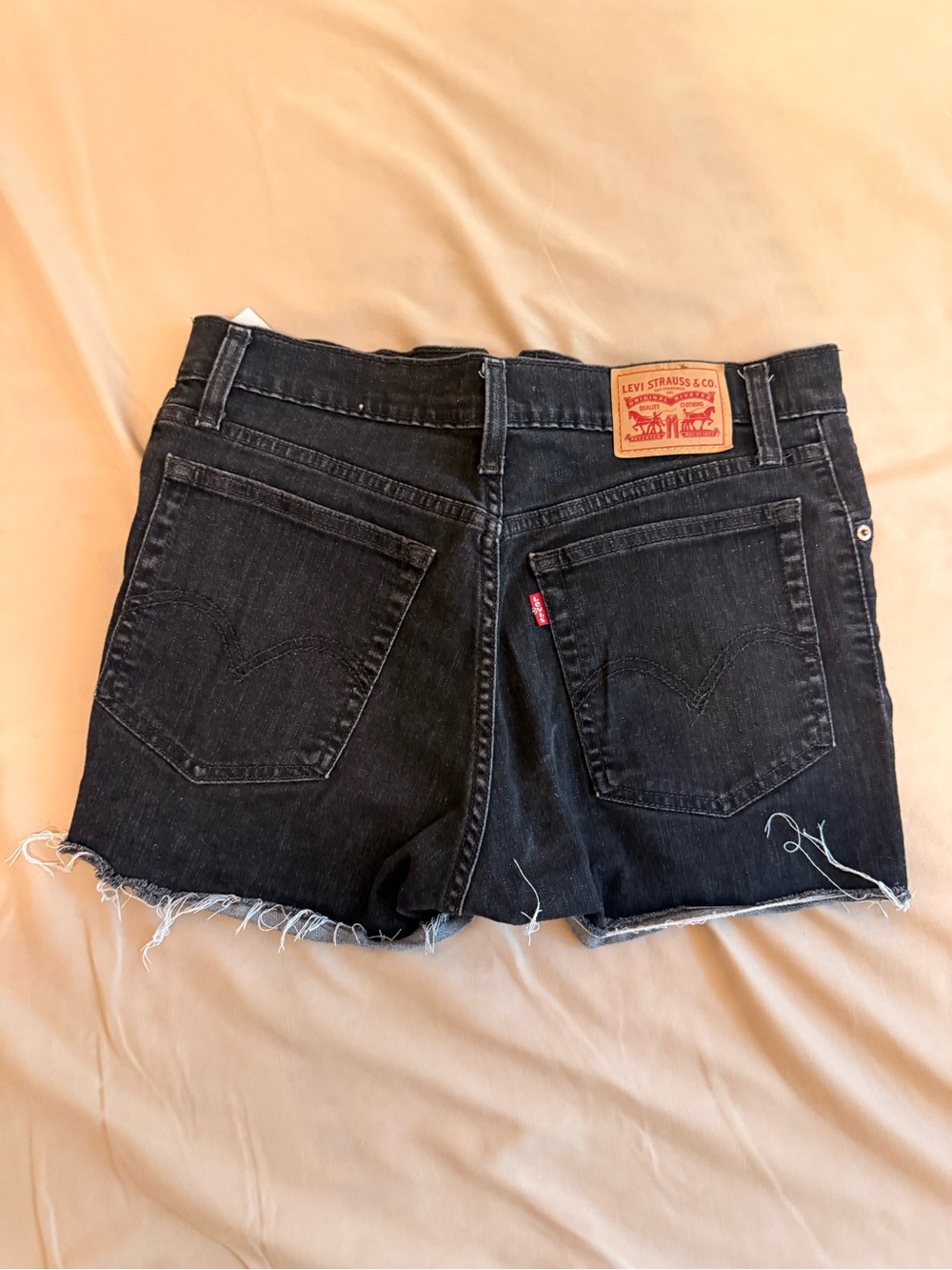 Levi's Black Frayed Hem Denim Cutoff Shorts
